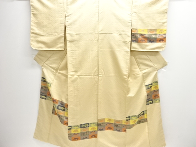 市松に笹模様織出しお召し訪問着